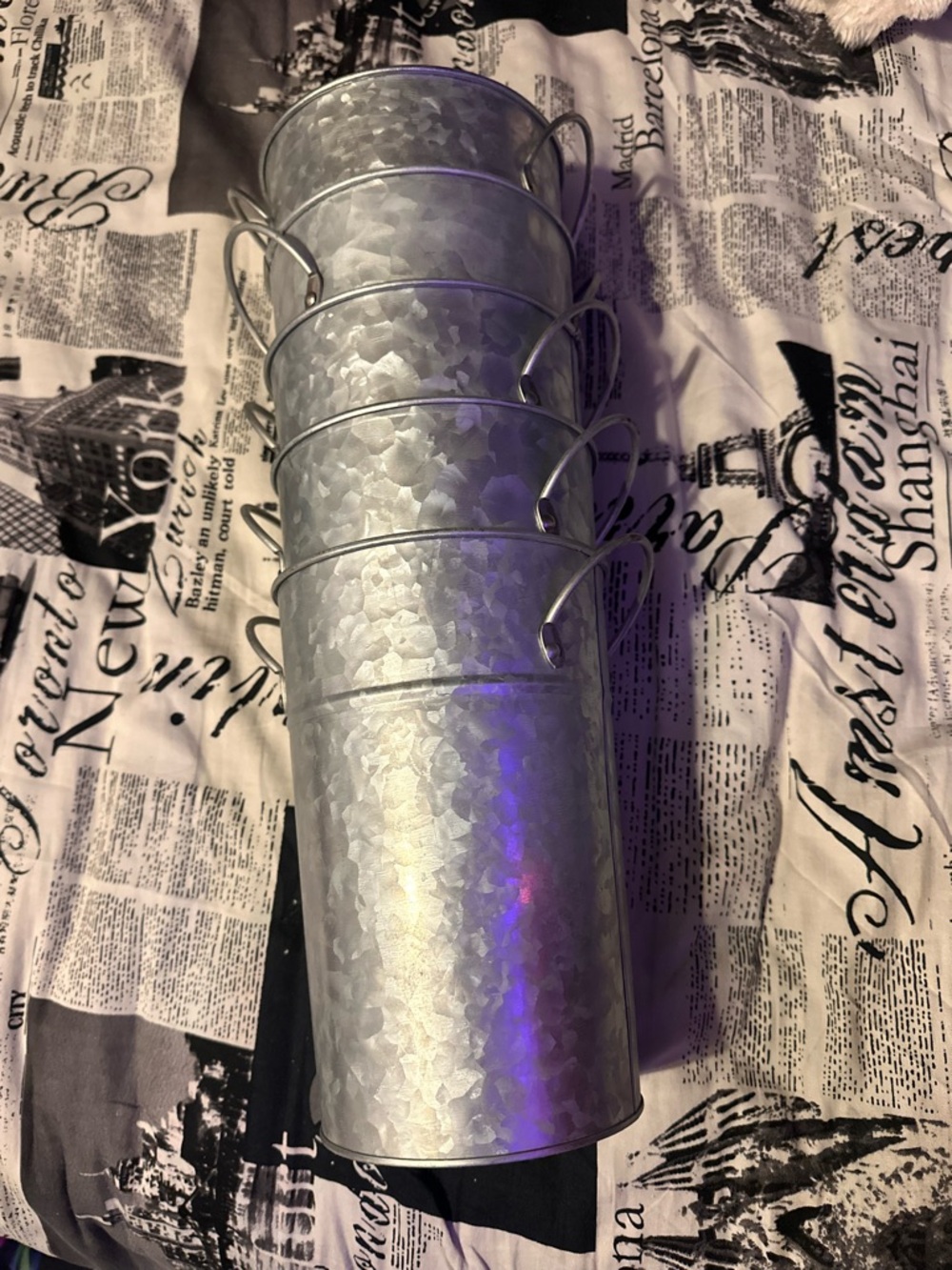 Galvanized Metal Tapered Planter Vase - Set of 6